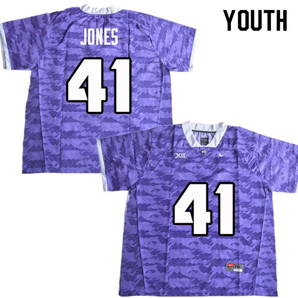 Youth #41 Dillon Jones TCU Horned Frogs College Football Jerseys Sale-Purple - Click Image to Close